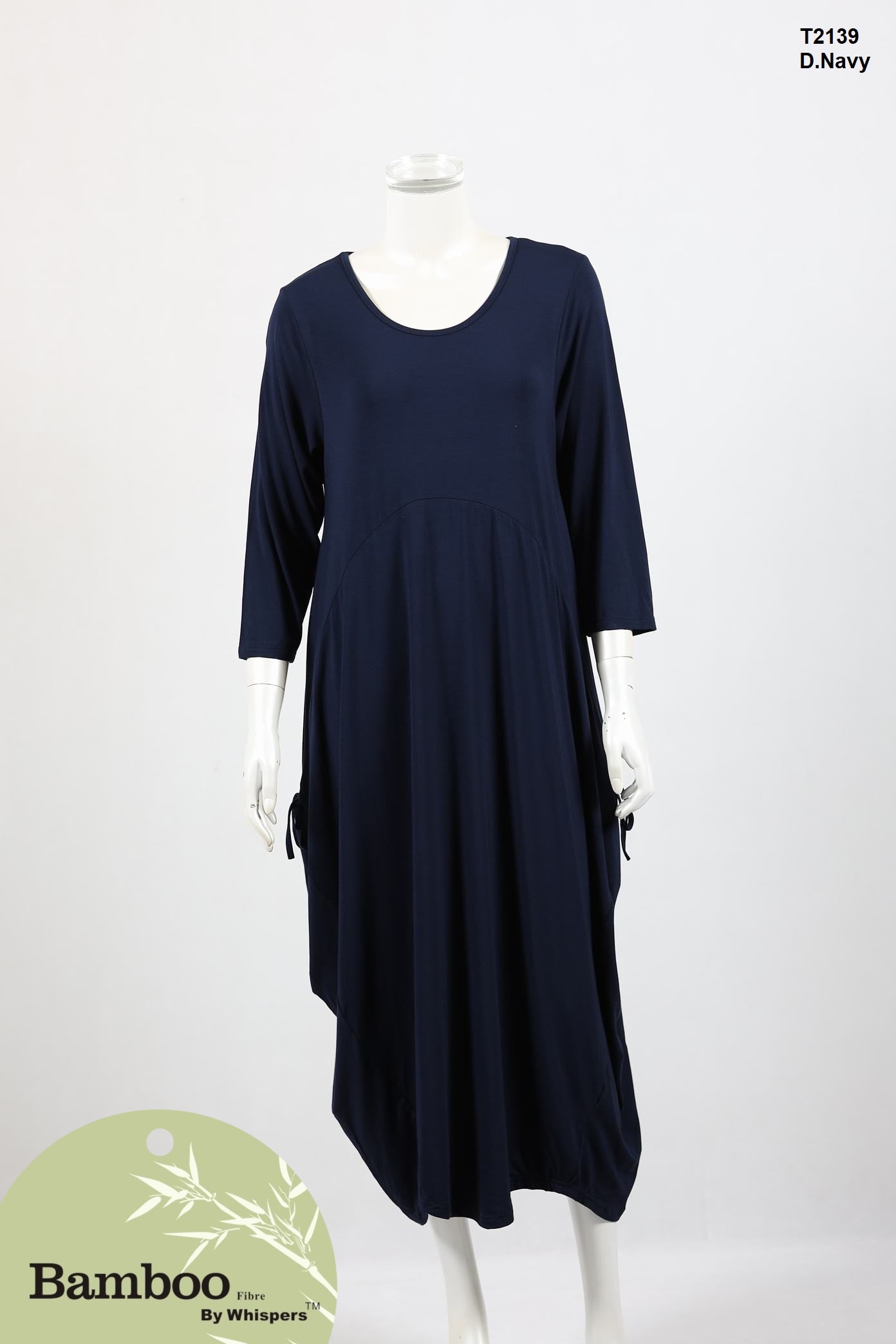Bamboo 3/4 Sleeve Dress with Ties - Wigsisters