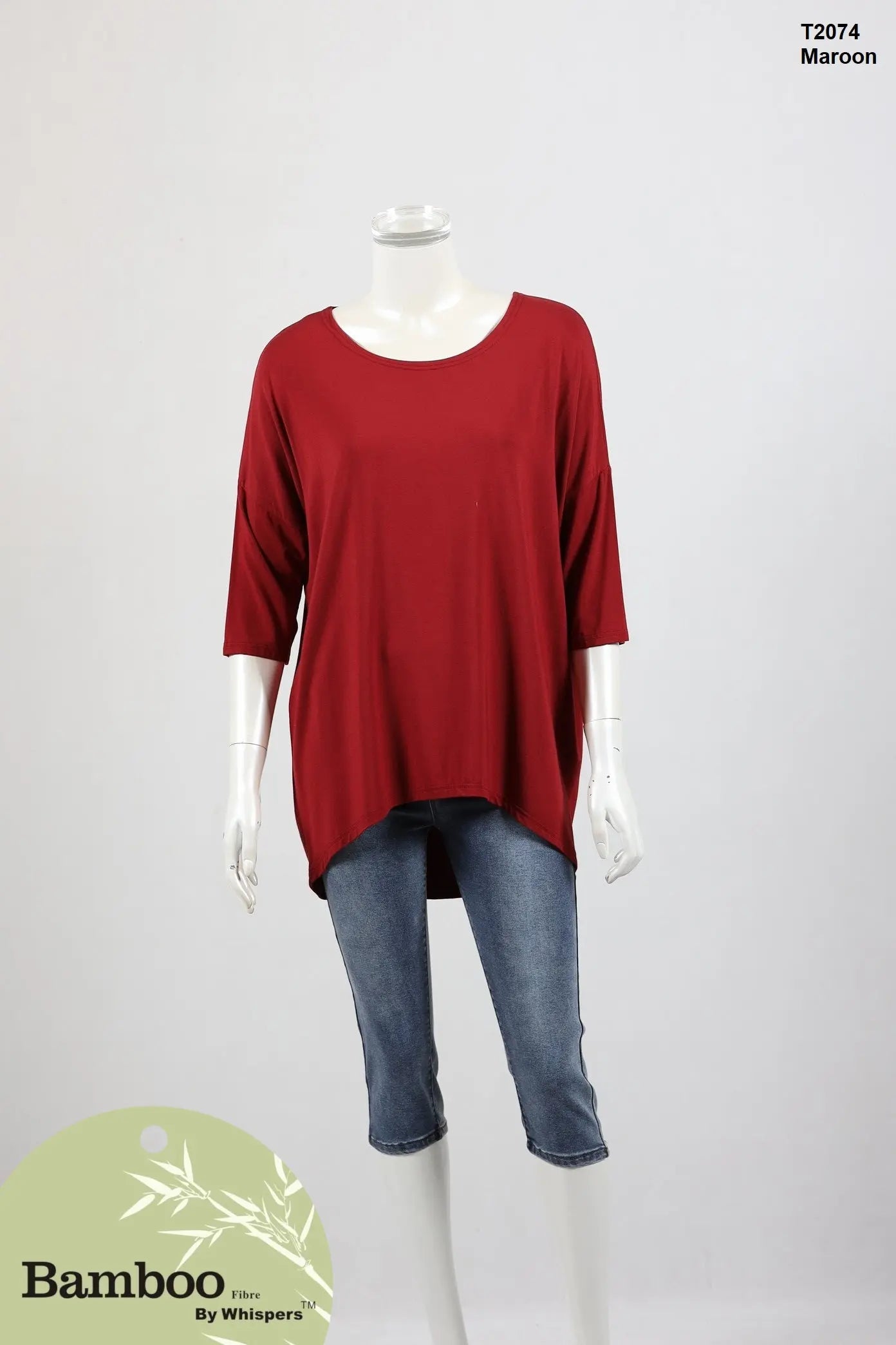 Bamboo Hi - Low Top 3/4 Sleeve - Wigsisters