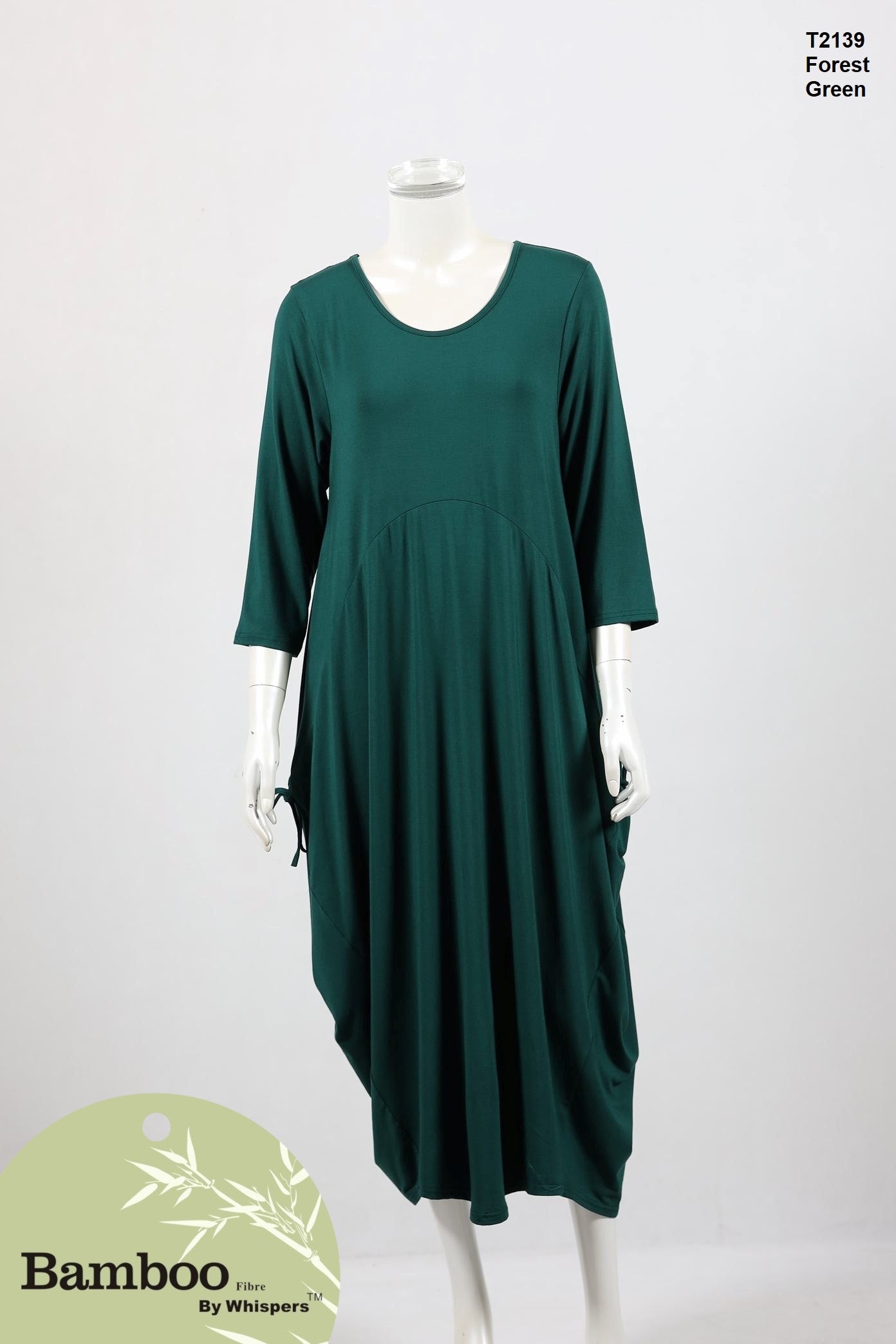Bamboo 3/4 Sleeve Dress with Ties - Wigsisters