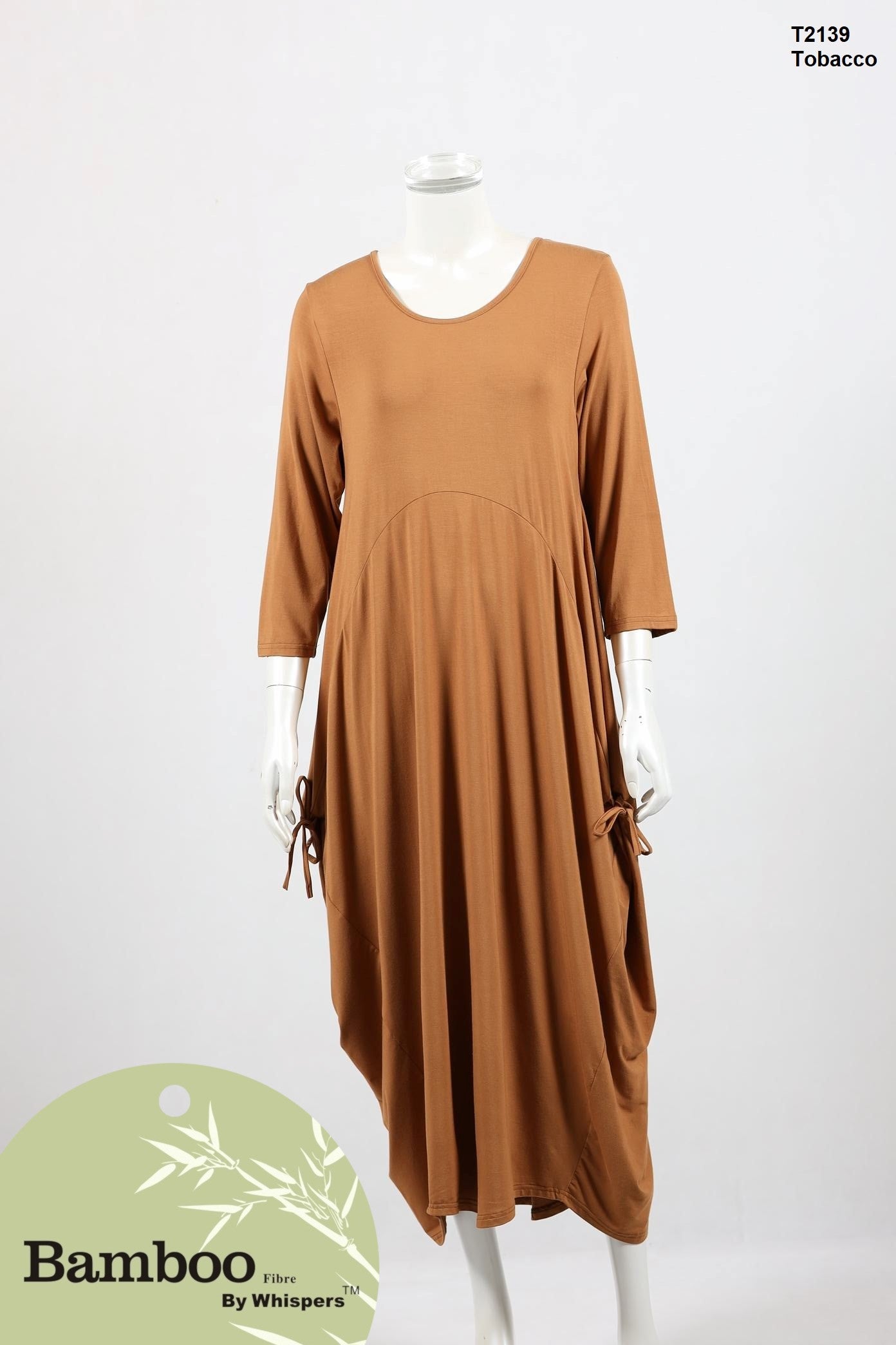 Bamboo 3/4 Sleeve Dress with Ties - Wigsisters