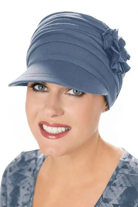 Bamboo Florette Newsboy Hat in Denim Bue