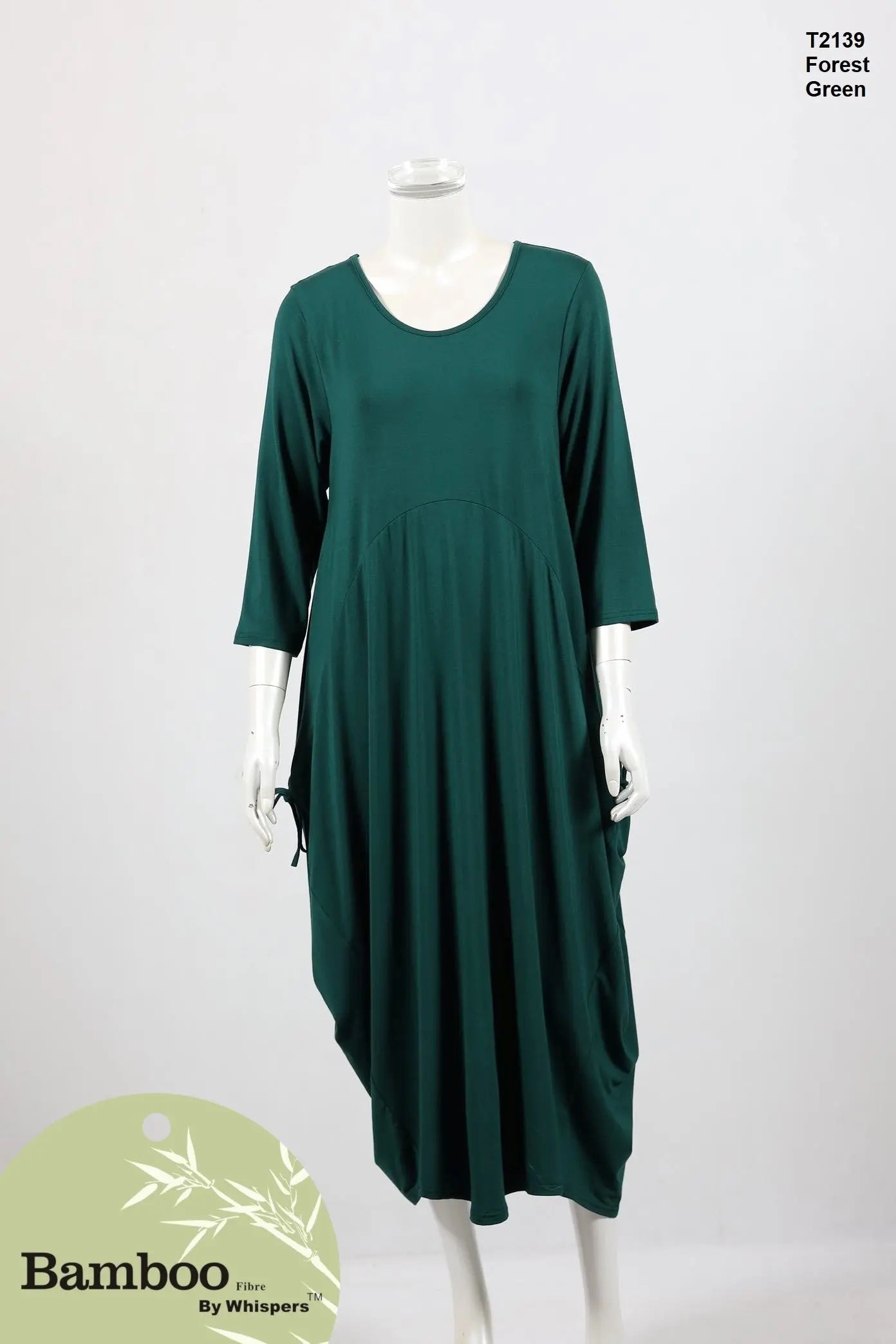 Bamboo 3/4 Sleeve Dress with Ties - Wigsisters