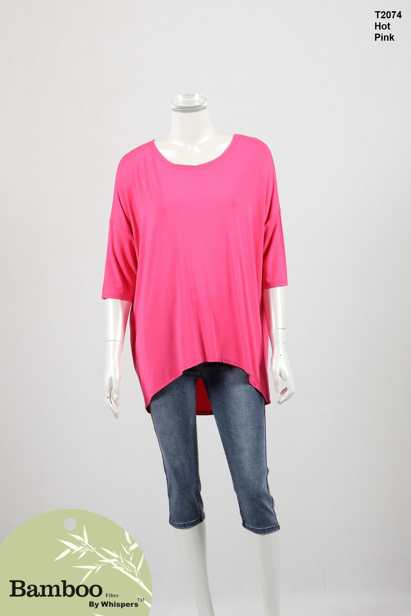 Bamboo Hi-Low Top 3/4 Sleeve - Wigsisters