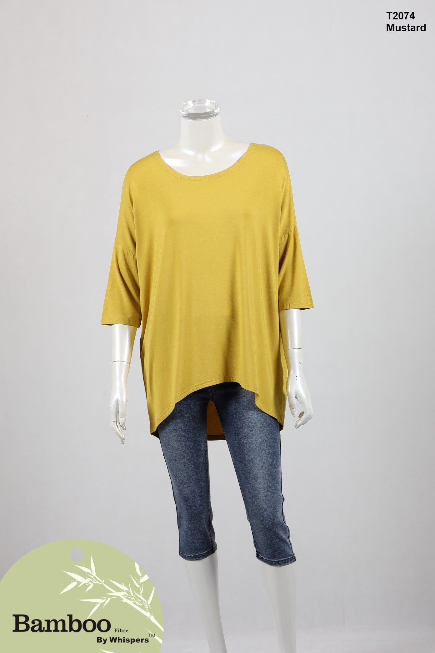 Bamboo Hi-Low Top 3/4 Sleeve - Wigsisters