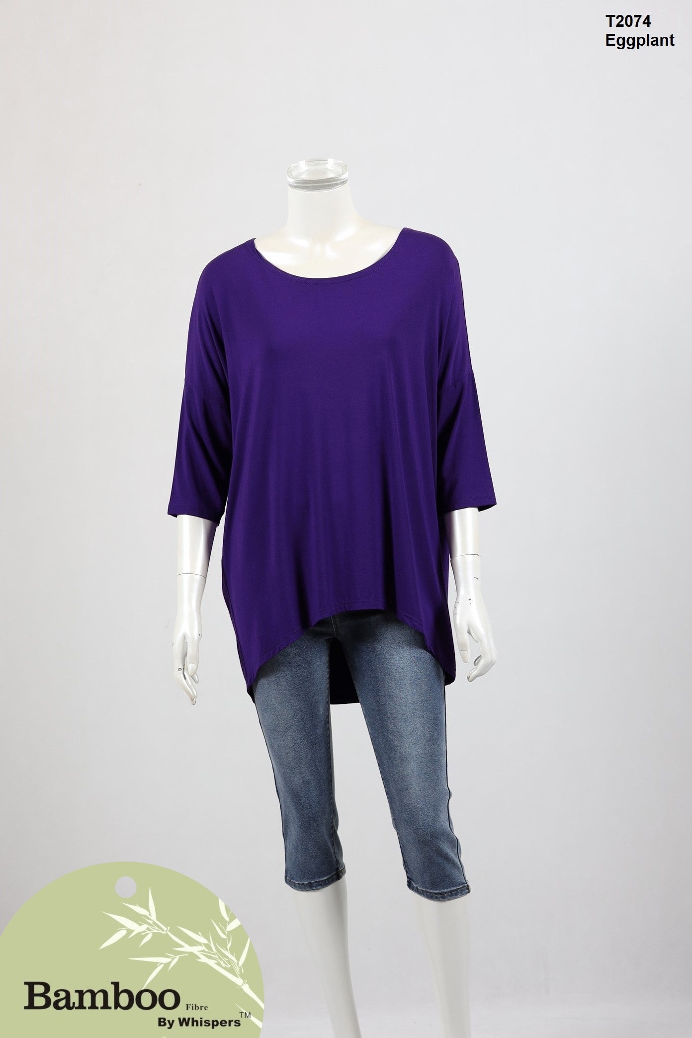 Bamboo Hi-Low Top 3/4 Sleeve - Wigsisters