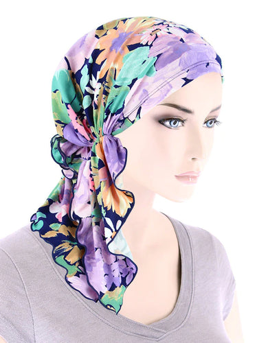 Bella Scarf in Lilac Bold Floral - Wigsisters