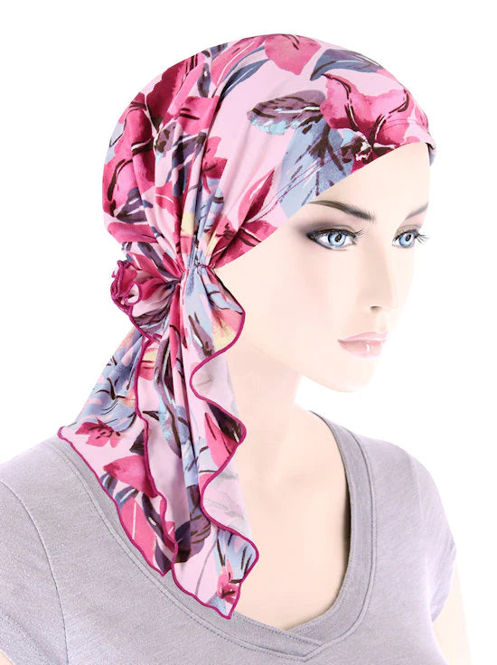 Bella Scarf in Pink Lilac Tropical Floral - Wigsisters