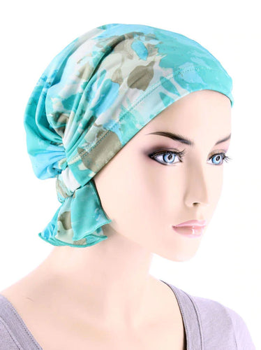 Abbey Cap in Green Water Floral - Wigsisters