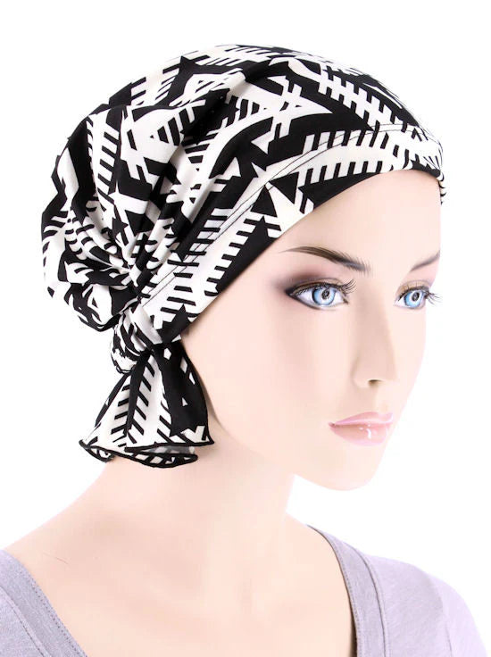 Abbey Cap in Geometric Black and White - Wigsisters