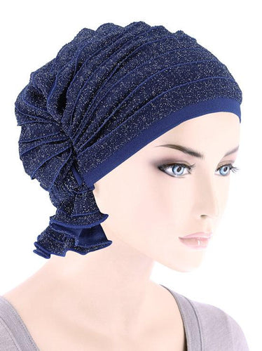 Abbey Cap in Ruffle Blue with Silver Shimmer - Wigsisters
