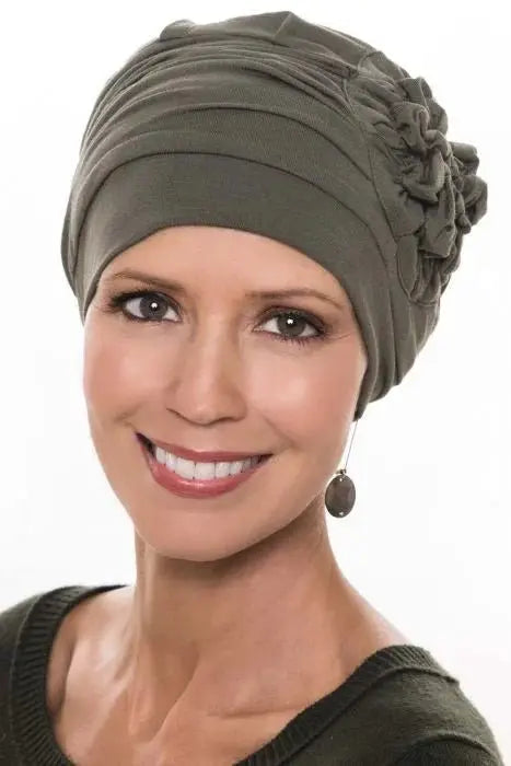 Bamboo Cuddle Cloche in Heather taupe color with soft side detail