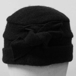 Bow Cloche Winter Hat - Black - Wigsisters