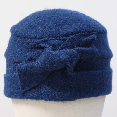 Bow Cloche Winter Hat - Blue - Wigsisters
