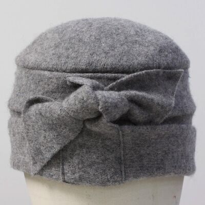 Bow Cloche Winter Hat - Light Grey - Wigsisters
