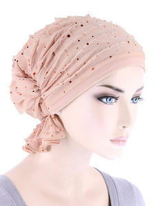 Abbey Cap in Ruffle Blush Pink Sequin - Wigsisters