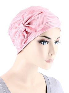 Cloche with Bow Ribbed Baby Pink - Wigsisters