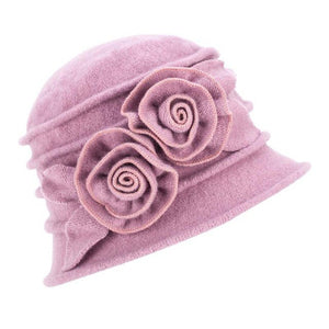 Brimmed Twin Flower Winter Hat - Dusty Purple - Wigsisters